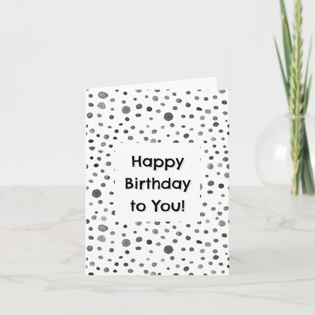 Tarjeta de cumpleaños de puntos de acuarela de car (Anverso)