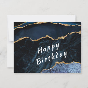 Tarjeta de cumpleaños de Purpurina azul de la Mari
