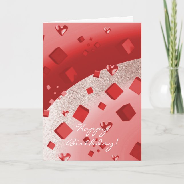 Tarjeta de cumpleaños de purpurina falsa de oro ro (Anverso)