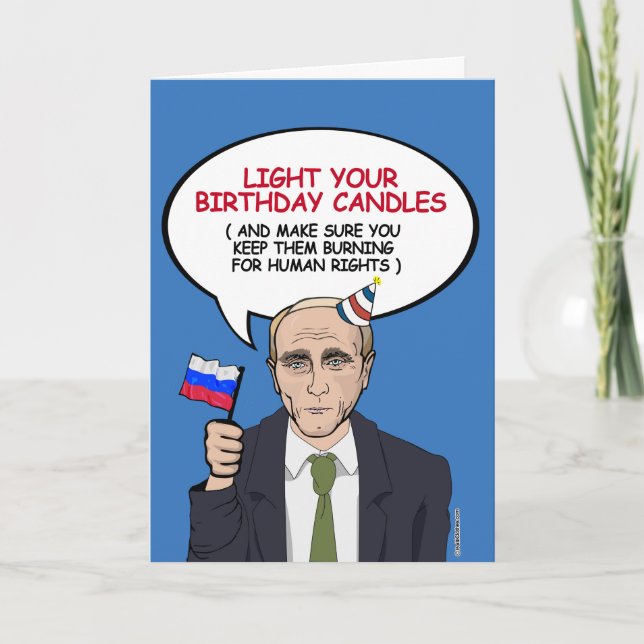 Tarjeta de cumpleaños de Putin - Mantén tus velas  (Anverso)