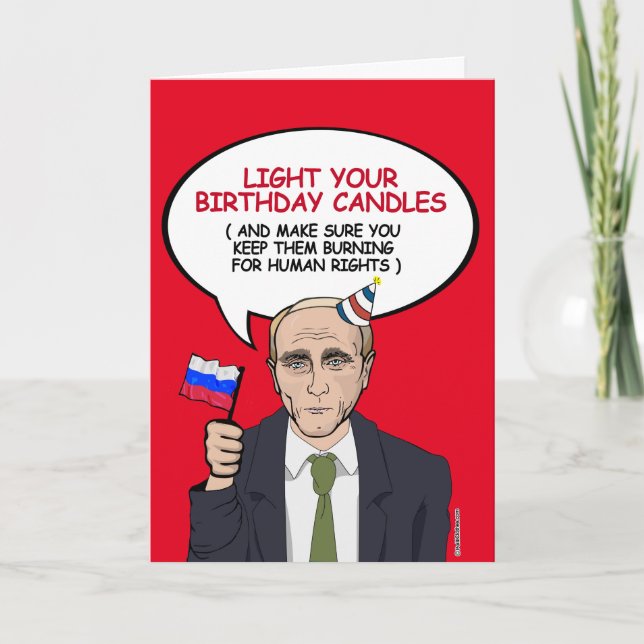 Tarjeta de cumpleaños de Putin - Mantén tus velas  (Anverso)
