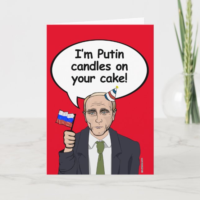 Tarjeta de cumpleaños de Putin - soy velas de Puti (Anverso)