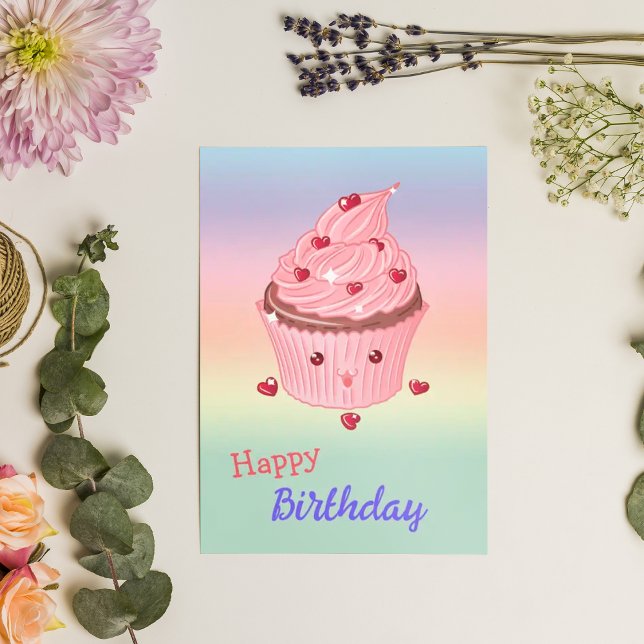 Tarjeta de cumpleaños de quequitos rosados (Subido por el creador)