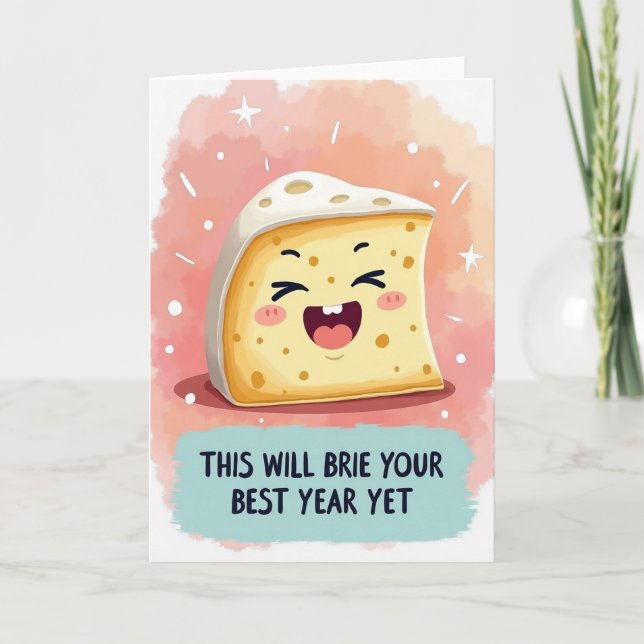 Tarjeta de cumpleaños de queso alegre (Anverso)
