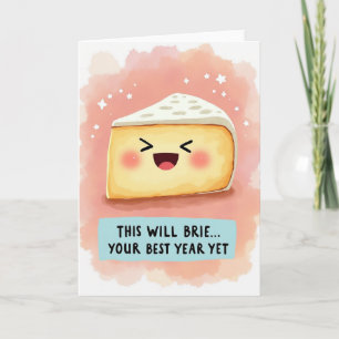 Tarjeta de cumpleaños de queso sonriente alegre