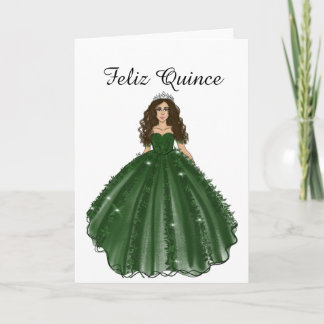 Tarjeta de cumpleaños de Quinceañera Esmeralda - F