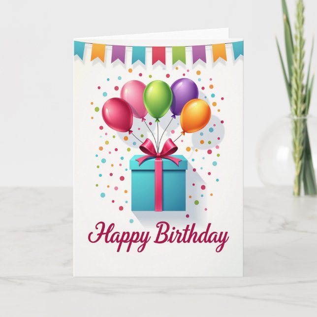 Tarjeta de cumpleaños de racimo de globos (Anverso)