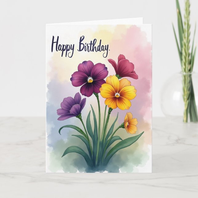 Tarjeta de cumpleaños de ramo pintado (Anverso)