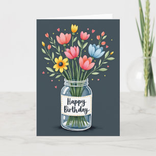 Tarjeta de cumpleaños de ramo vibrante