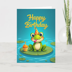 Tarjeta de cumpleaños de rana caprichosa