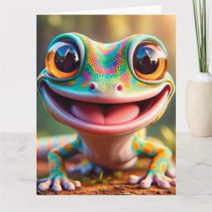 TARJETA DE CUMPLEAÑOS DE RANA DIVERTIDA ¡SONRÍE!