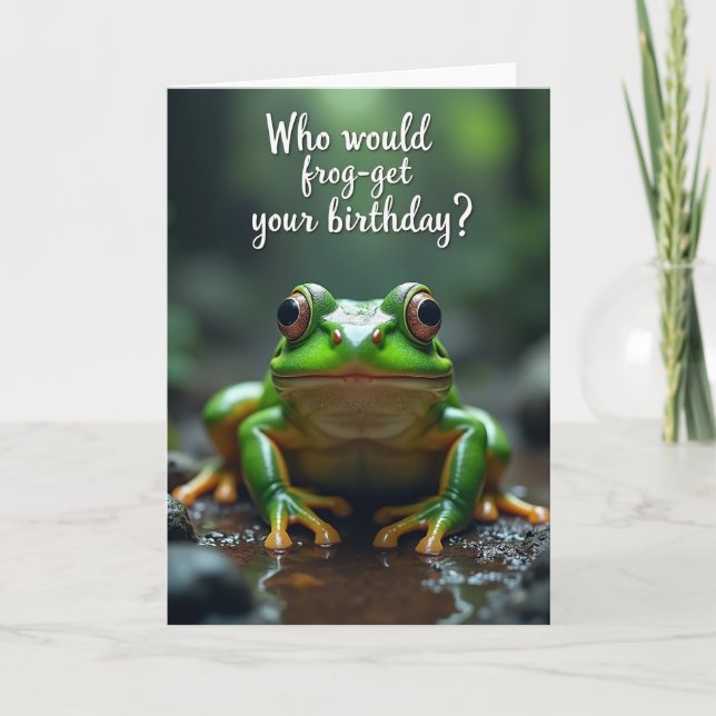 Tarjeta de cumpleaños de rana esmeralda (Anverso)