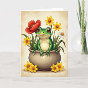 Tarjeta de cumpleaños de rana floral