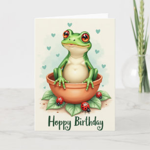 Tarjeta de cumpleaños de rana jovial