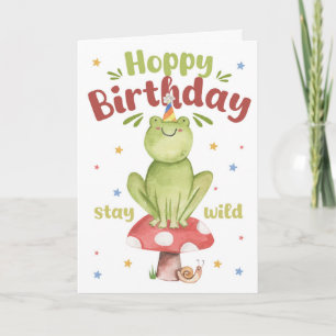 Tarjeta de cumpleaños de rana linda Salto de cumpl