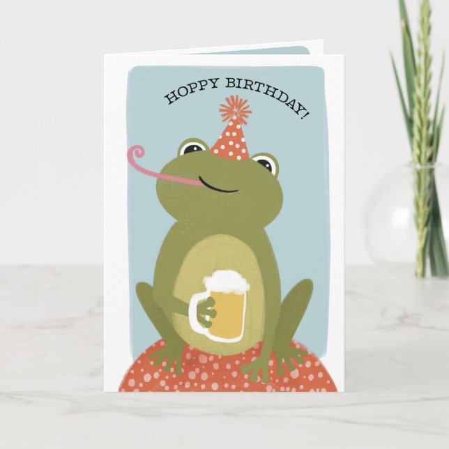 Tarjeta de cumpleaños de Rana y Cerveza de cumplea (Anverso)