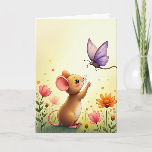 Tarjeta de cumpleaños de ratón caprichosa (Anverso)