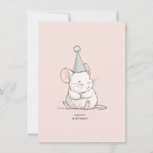 Tarjeta de cumpleaños de ratón lindo pastel simple