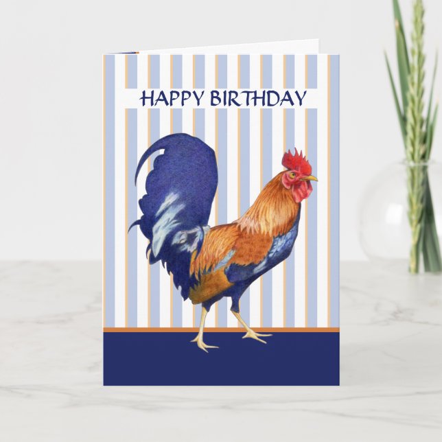 Tarjeta de cumpleaños de rayas de gallo (Anverso)