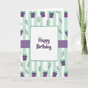 Tarjeta de cumpleaños de rayas de menta