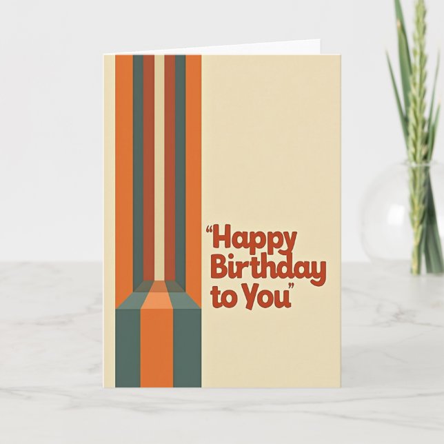 Tarjeta de cumpleaños de rayas retro (Anverso)
