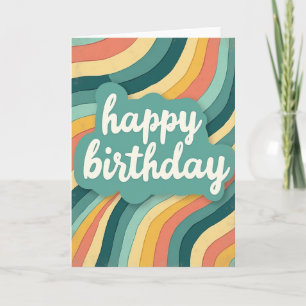 Tarjeta de cumpleaños de rayas retro alegres