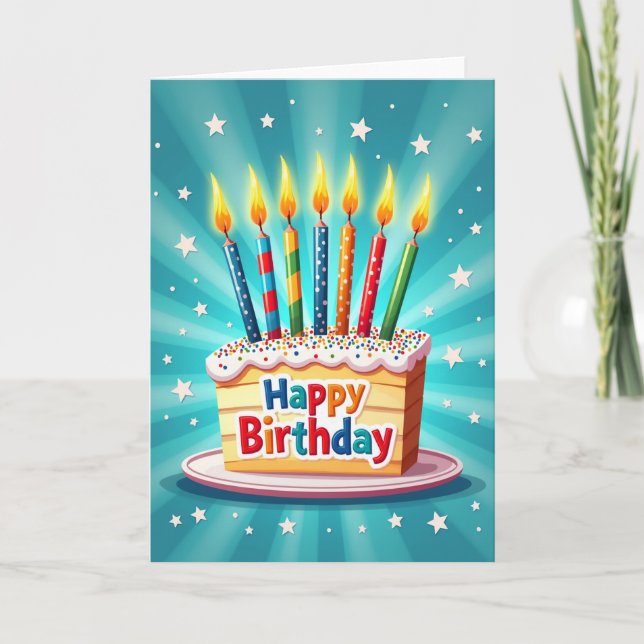 Tarjeta de cumpleaños de rebanada de pastel alegre (Anverso)