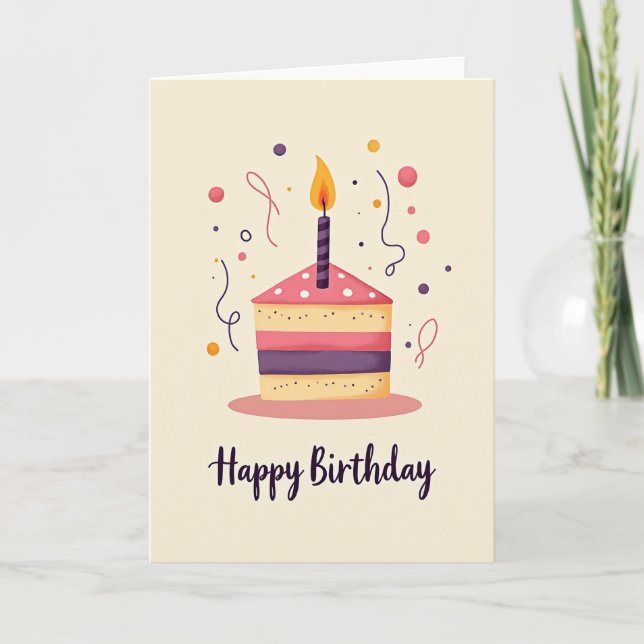 Tarjeta de cumpleaños de rebanada de pastel capric (Anverso)