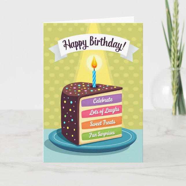Tarjeta de cumpleaños de rebanada de pastel dulce (Anverso)