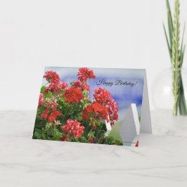 Tarjeta de cumpleaños de Red Geraniums