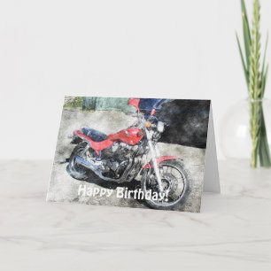 Tarjeta de cumpleaños de Red Motorbike Fun
