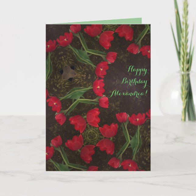 Tarjeta de cumpleaños de Red Tulip (Anverso)