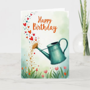 Tarjeta de cumpleaños de regadera alegre