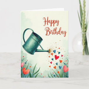 Tarjeta de cumpleaños de regadera caprichosa