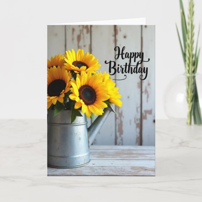 Tarjeta de cumpleaños de regadera rústica (Anverso)