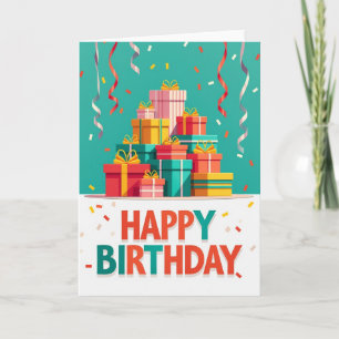 Tarjeta de cumpleaños de regalo apilado