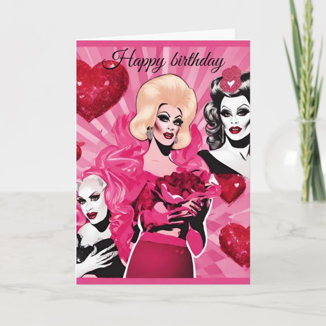 Tarjeta de cumpleaños de Reina de Arrastrar (Anverso)