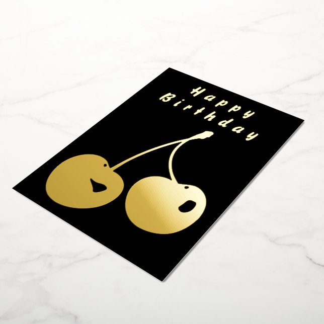 Tarjeta de cumpleaños de Relieve metalizado dorado (girado)