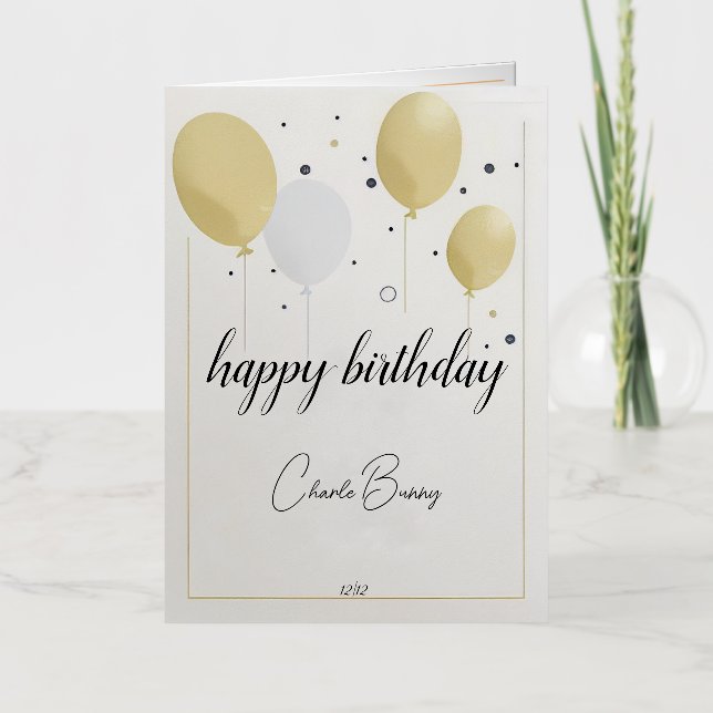 Tarjeta de cumpleaños de Relieve metalizado plegad (Anverso)