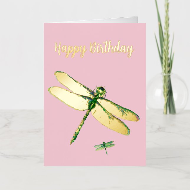 Tarjeta de cumpleaños de Relieve metalizado rosa d (Anverso)