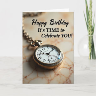 Tarjeta de cumpleaños de reloj atemporal