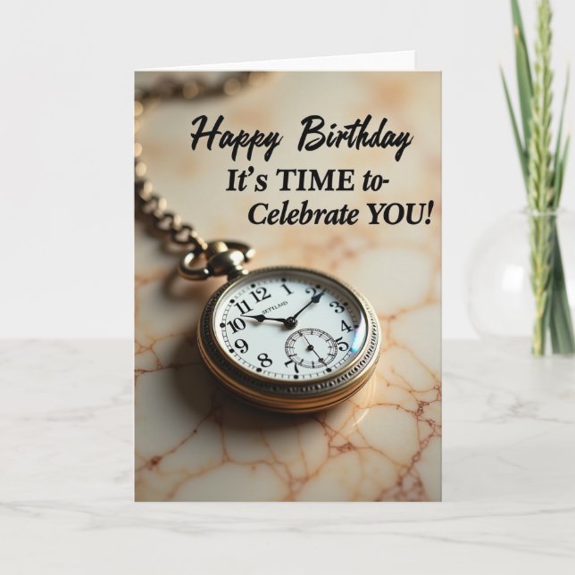 Tarjeta de cumpleaños de reloj atemporal (Anverso)