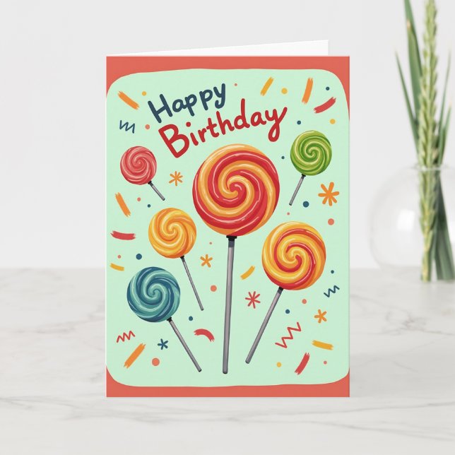 Tarjeta de cumpleaños de remolino de caramelos (Anverso)