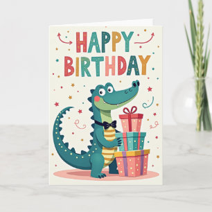 Tarjeta de cumpleaños de reptil alegre
