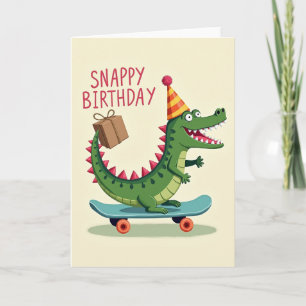 Tarjeta de cumpleaños de reptil Snappy