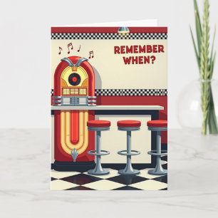 Tarjeta de cumpleaños de restaurante retro