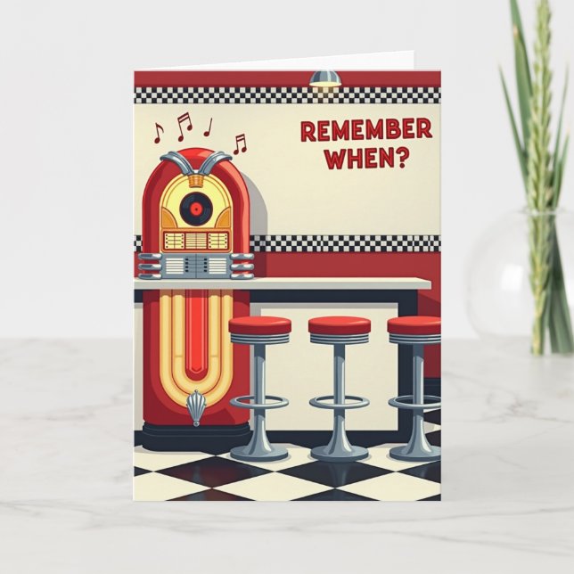 Tarjeta de cumpleaños de restaurante retro (Anverso)
