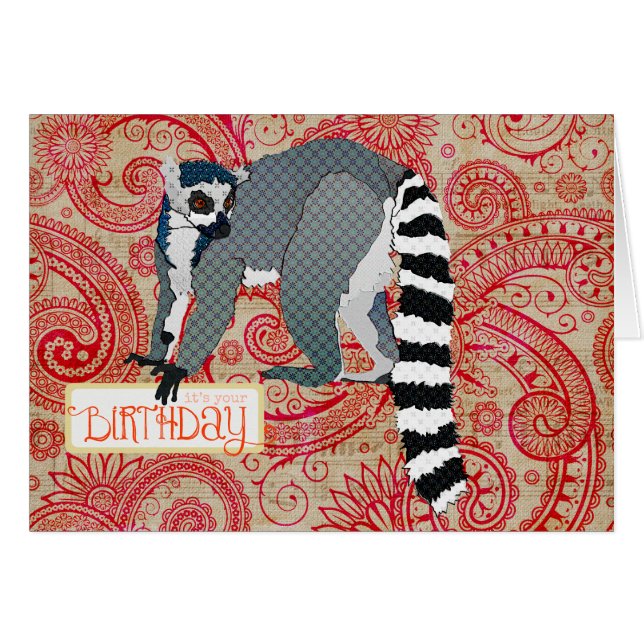 Tarjeta de cumpleaños de rey Julian Red Boho (Anverso (Horizontal))