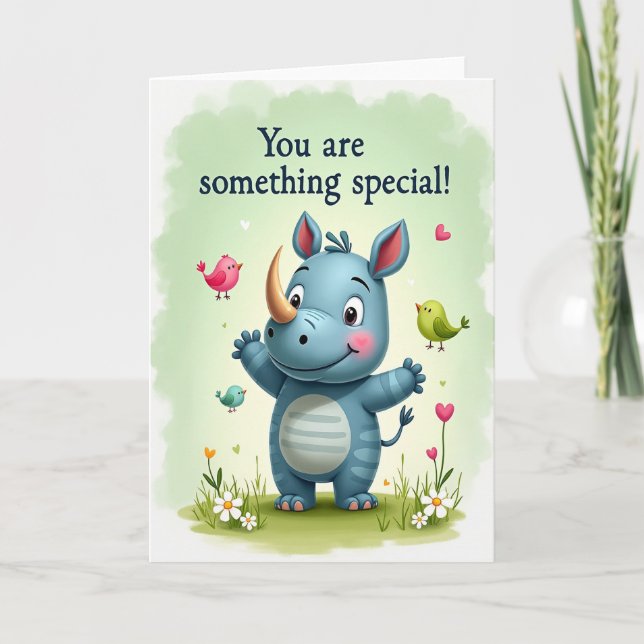 Tarjeta de cumpleaños de Rinoceronte Azure (Anverso)