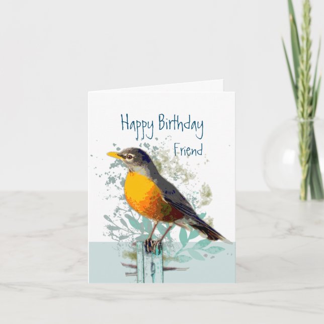 Tarjeta de cumpleaños de Robin Garden Bird Wildlif (Anverso)